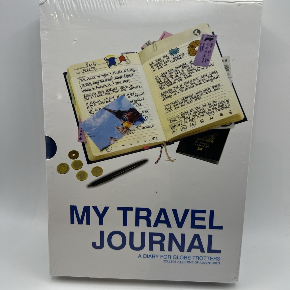 MY TRAVEL JOURNAL: A Diary for Globe Trotters Blue Hardcover W/ Slipcase Sealed